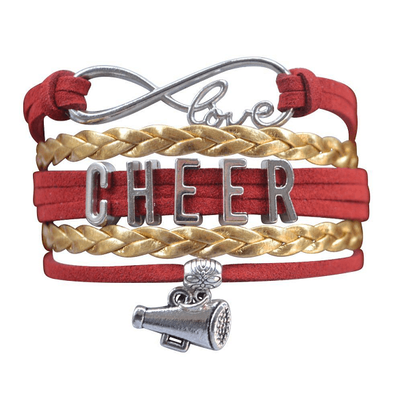 Infinity Cheer Bracelet - Red and Gold Color