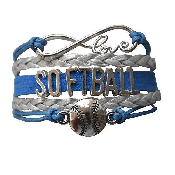 Girls Softball Bracelet - Blue and Silver Color