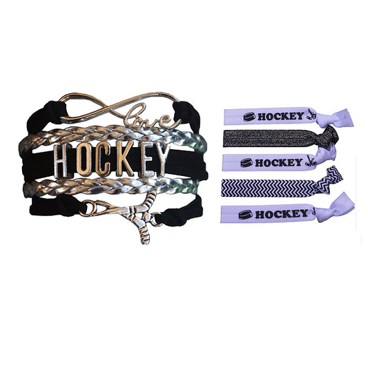 Girls Ice Infinity Hockey Gift Bundle (Bracelet & Hair Ties) - Sportybella