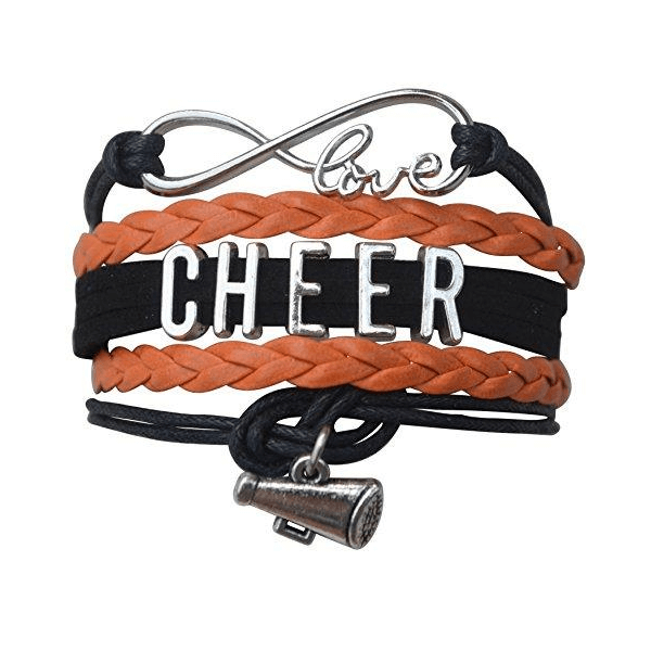 Infinity Cheer Bracelet - Orange and Black Color