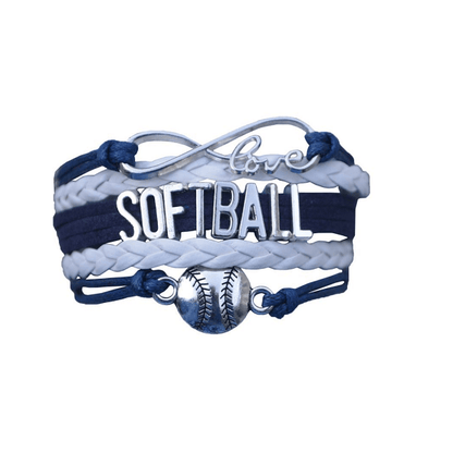 Girls Softball Bracelet - Blue and White Color