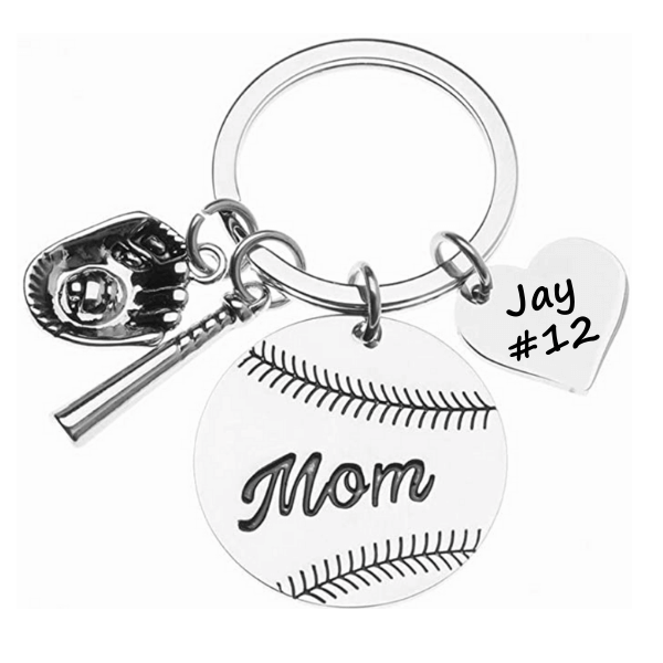 Baseball Mom Keychain with Customizable Charms