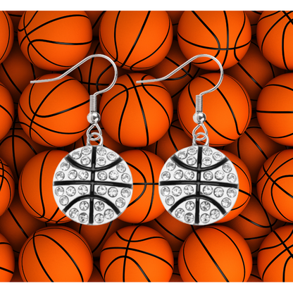 Basketball Rhinestone Charm Dangle Earrings