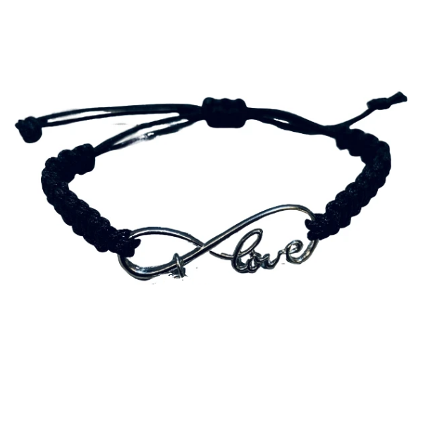 Black Infinity Love Adjustable Rope Bracelet