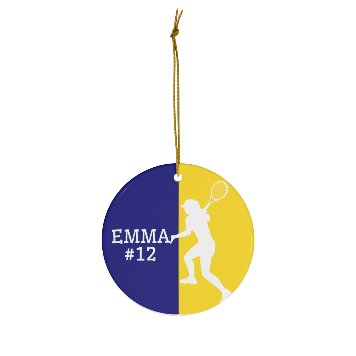 Personalized Tennis Christmas Ornament - Yellow & Blue