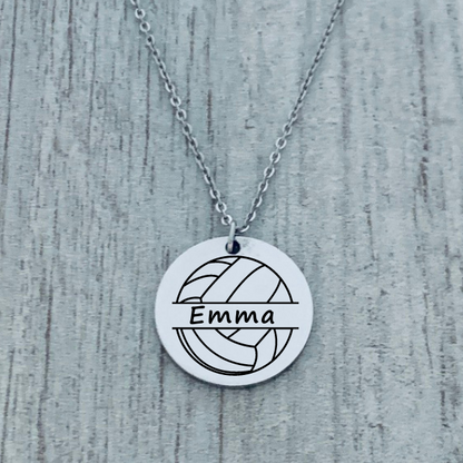 Personalized Engraved Volleyball Necklace