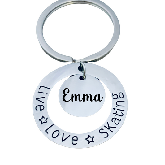 Personalized Girls Live Love Figure Skating Keychain