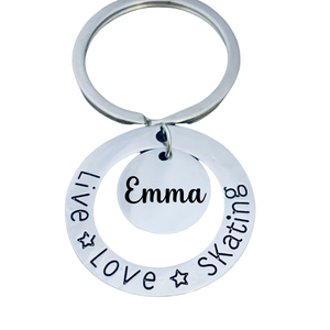 Personalized Girls Live Love Figure Skating Keychain