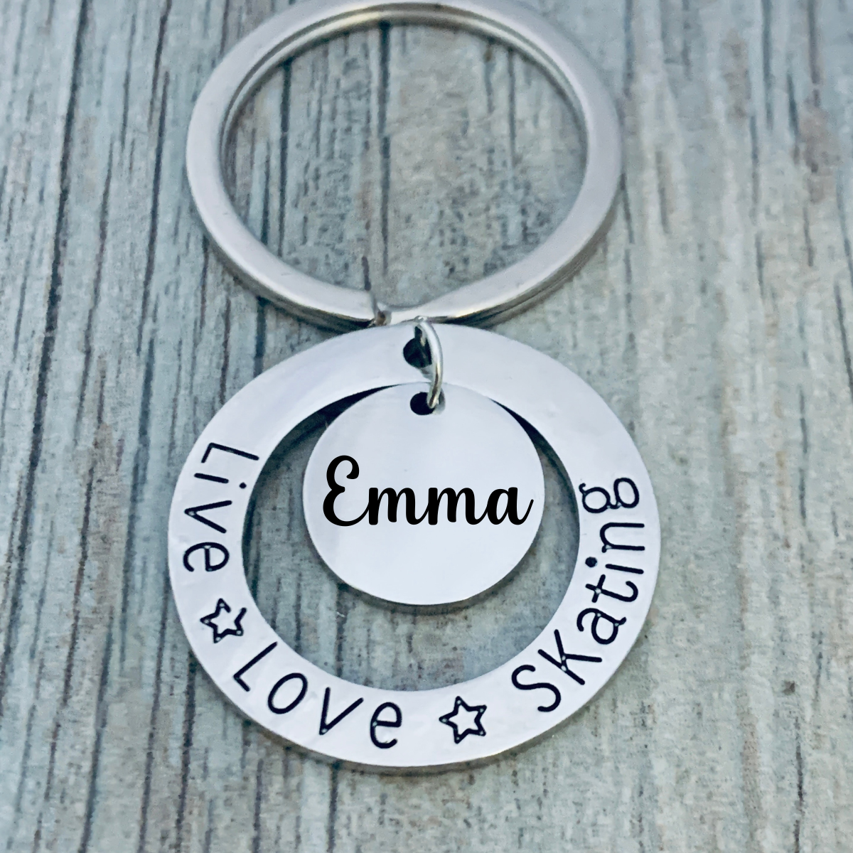 Personalized Girls Live Love Figure Skating Keychain
