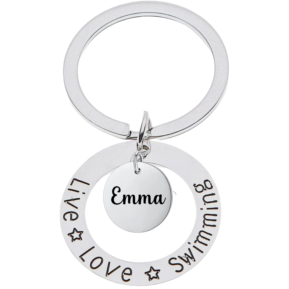 Live Love Swimming Engraved Name Keychain