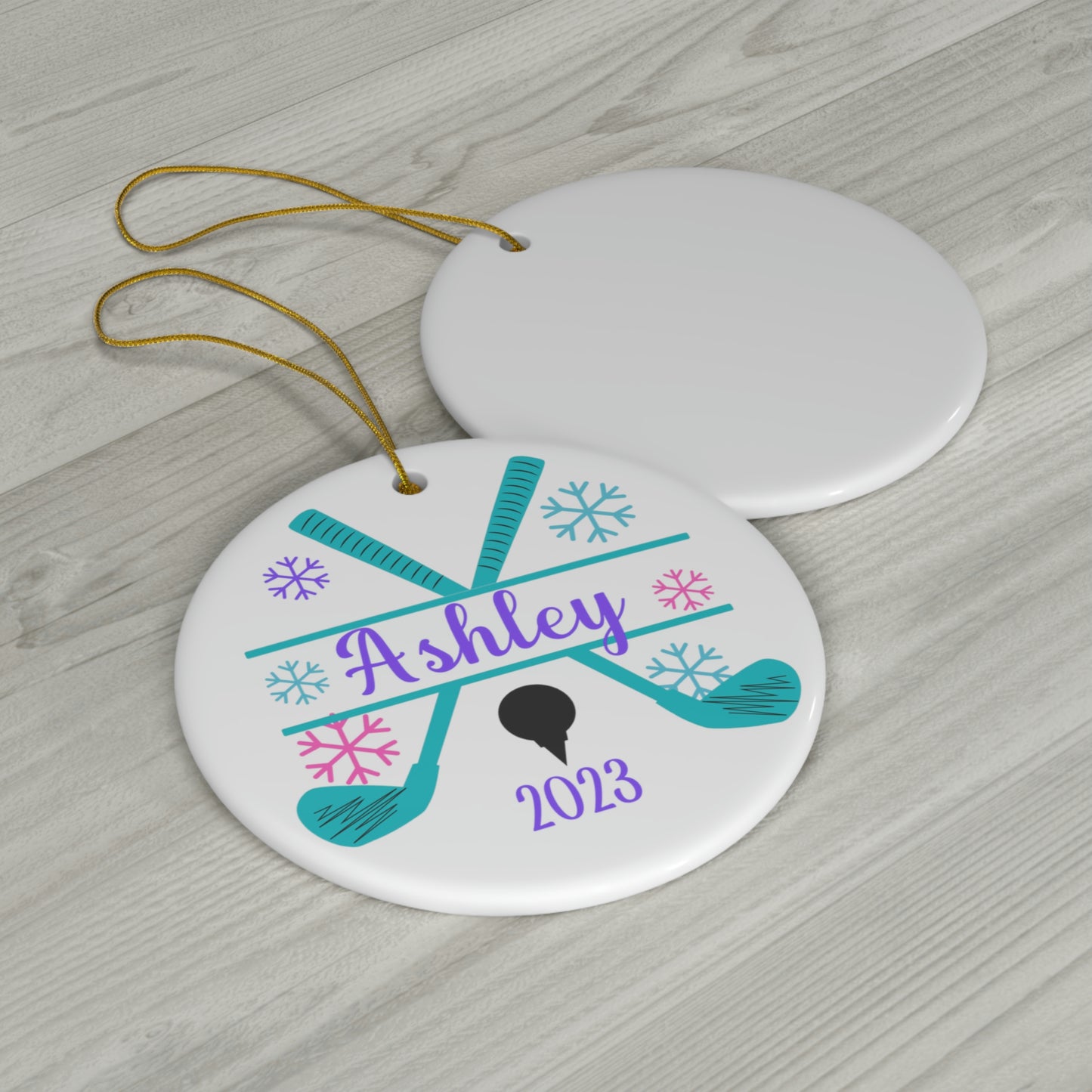 Girls Golf Ornament, Personalized Christmas Ceramic Golf Christmas Tree Ornament for Golfers, 2023 Holiday Ornament
