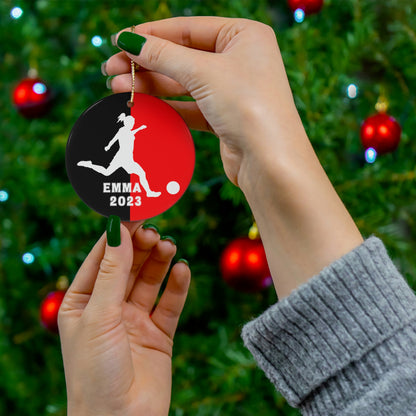 Personalized Girls Soccer Christmas Ornament
