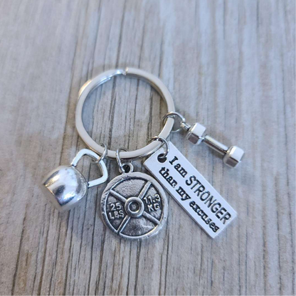 Kettlebell Keychain - I am Stronger Than My Excuses
