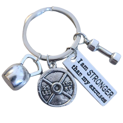 Kettlebell Keychain - I am Stronger Than My Excuses