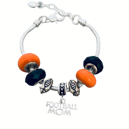 Custom Football Mom Beaded Bracelet - Pick Colors