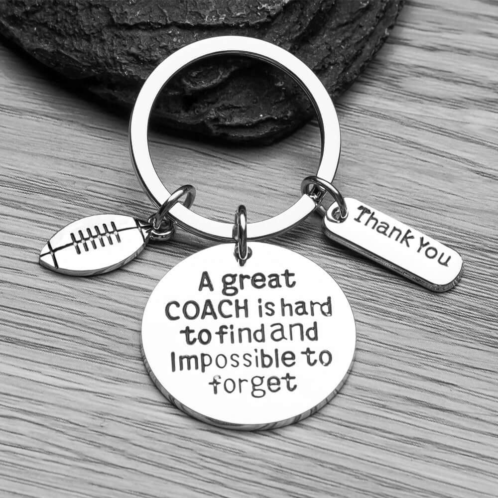 Football Coach Keychain - A Great Coach is Hard to Find and Impossible to Forget by SportyBella