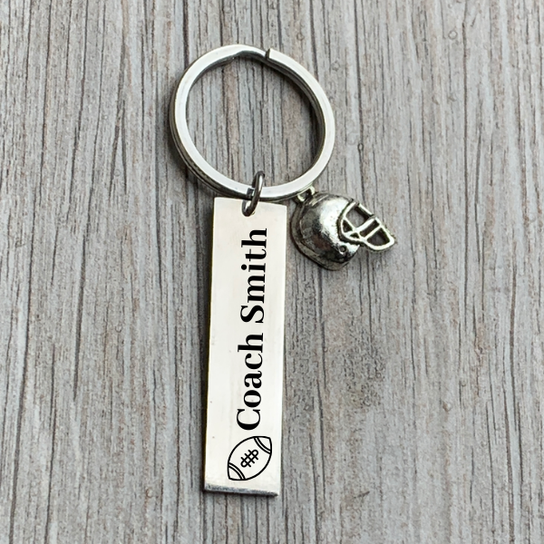 Personalized Engraved Football Coach Keychain - Pick Charm