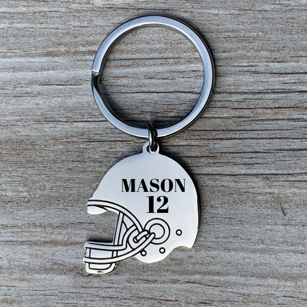 Personalized Engraved Football Helmet Keychain