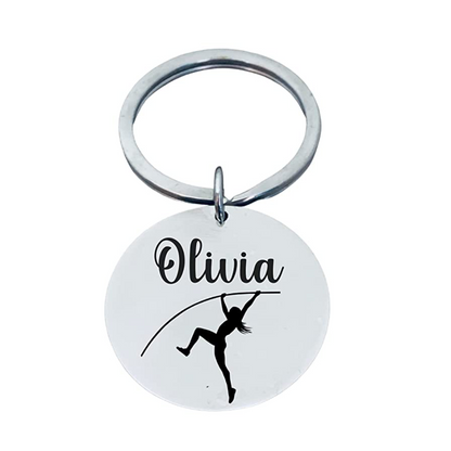 Girls Pole Vault Engraved Keychain