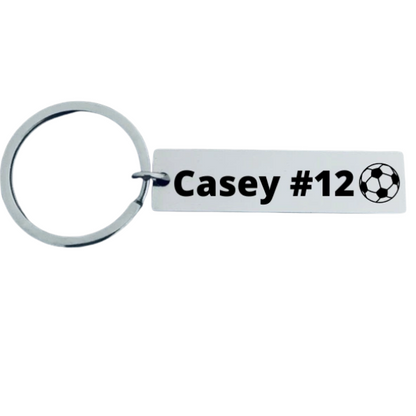 Engraved Soccer Bar Keychain