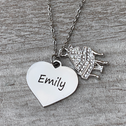 Engraved Piano Charm Necklace
