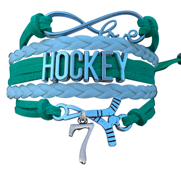 Personalized Hockey Jersey Number Bracelet -Pick Colors - Sportybella