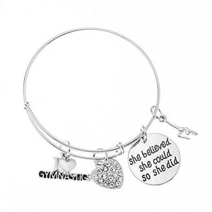 Gymnastics She Believed She Could So She Did Bangle Bracelet - Sportybella