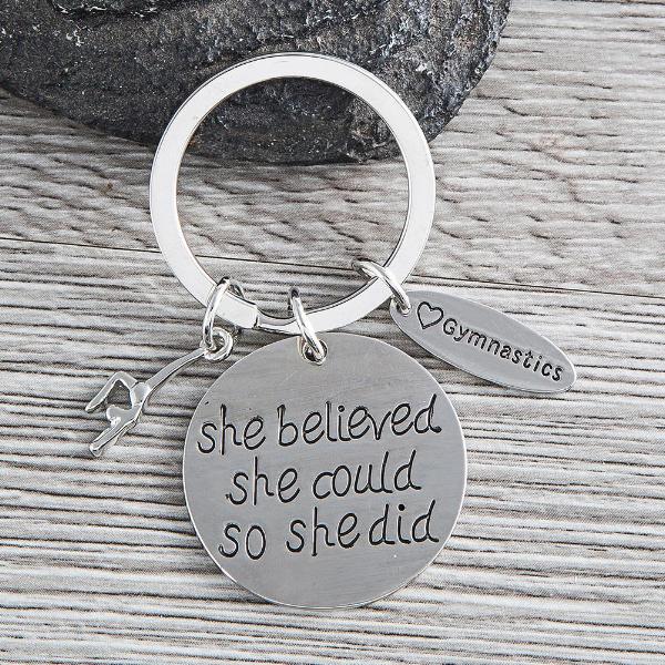 Gymnastics She Believed She Could So She Did Keychain - Sportybella