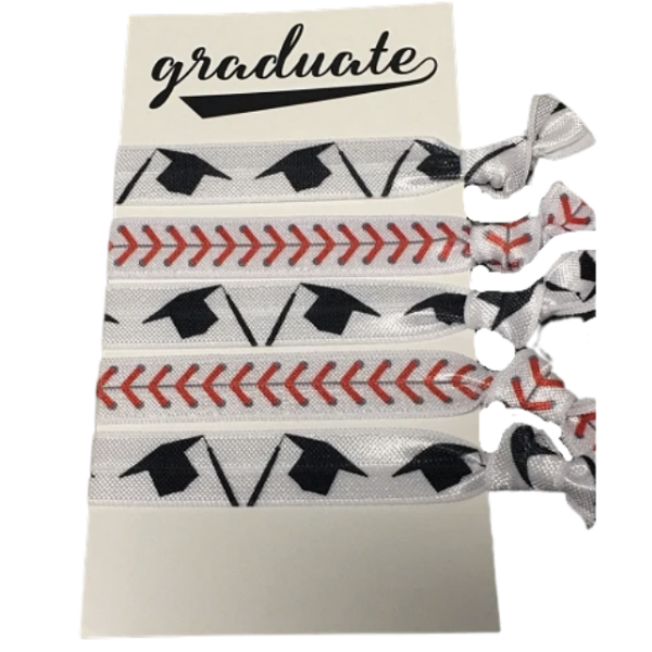 Graduation Baseball Hair Ties