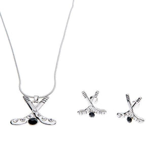 Hockey Heart Stick Earrings & Necklace - Sportybella