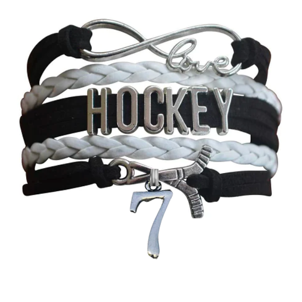 Personalized Hockey Jersey Number Bracelet -Pick Colors - Sportybella