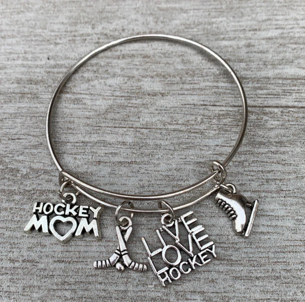 Ice Hockey Mom Bangle Bracelet - Sportybella