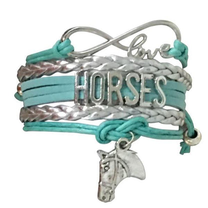 Horse Infinity Charm Bracelet - Teal - Sportybella