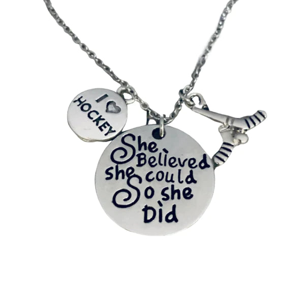 Ice Hockey She Believed She Could So She Did Necklace