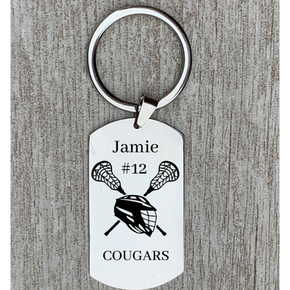 Personalized Engraved Lacrosse Keychain