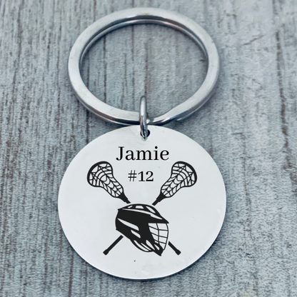 Personalized Engraved Lacrosse Keychain