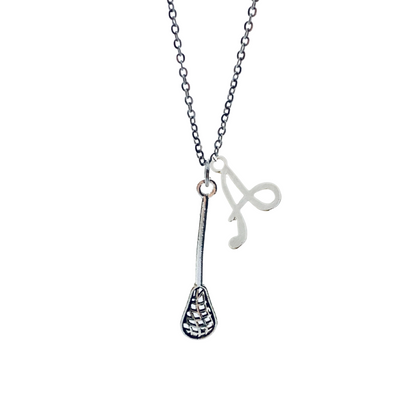 Personalized Girls Lacrosse Necklace with Initial Charm