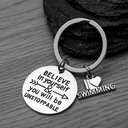 Girls Swim Keychain- Believe In Yourself Gift for swimmers