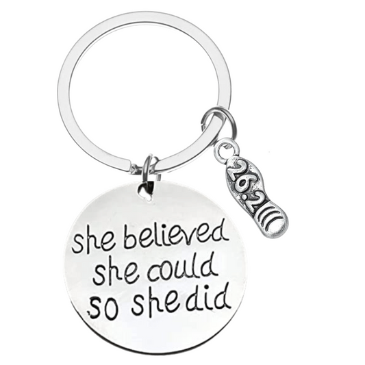 Marathon Keychain 26.2 - She Believed She Could So She Did