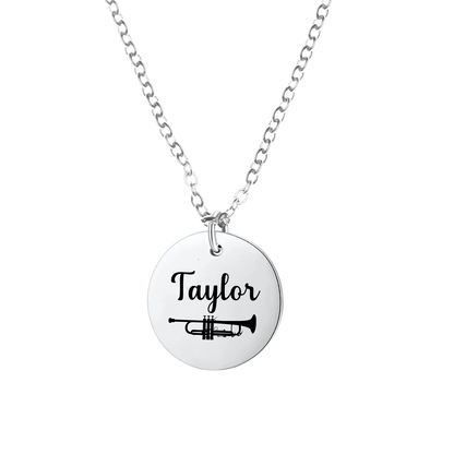 Personalized Trumpet Charm Necklace