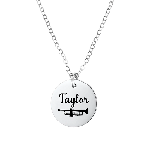 Personalized Trumpet Charm Necklace