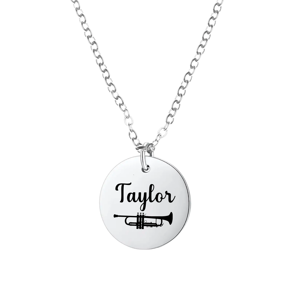 Personalized Trumpet Charm Necklace