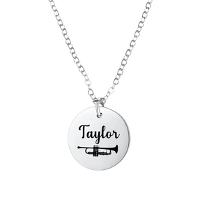 Personalized Trumpet Charm Necklace