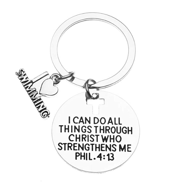 Swim I Can Do All Things Through Christ Who Strengthens Me Keychain