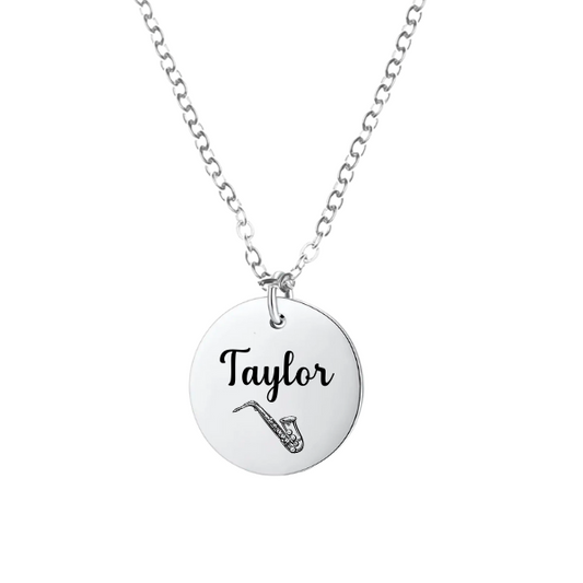 Personalized Saxophone Charm Necklace