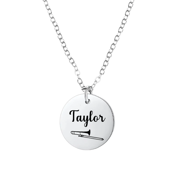 Personalized Trombone Charm Necklace