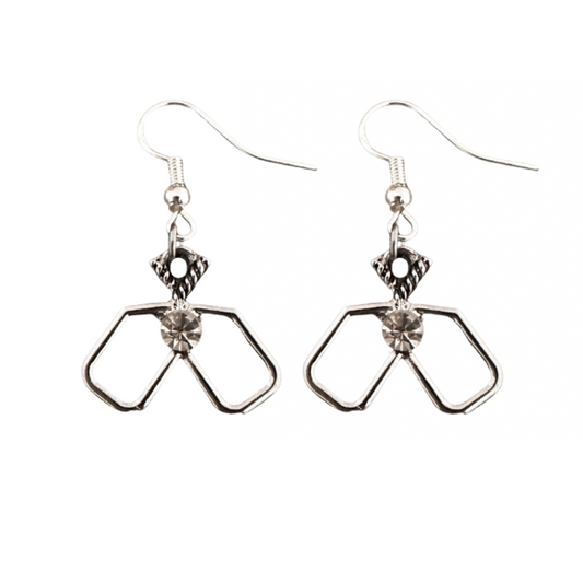 silver Pickleball Double Paddle Cz Earrings