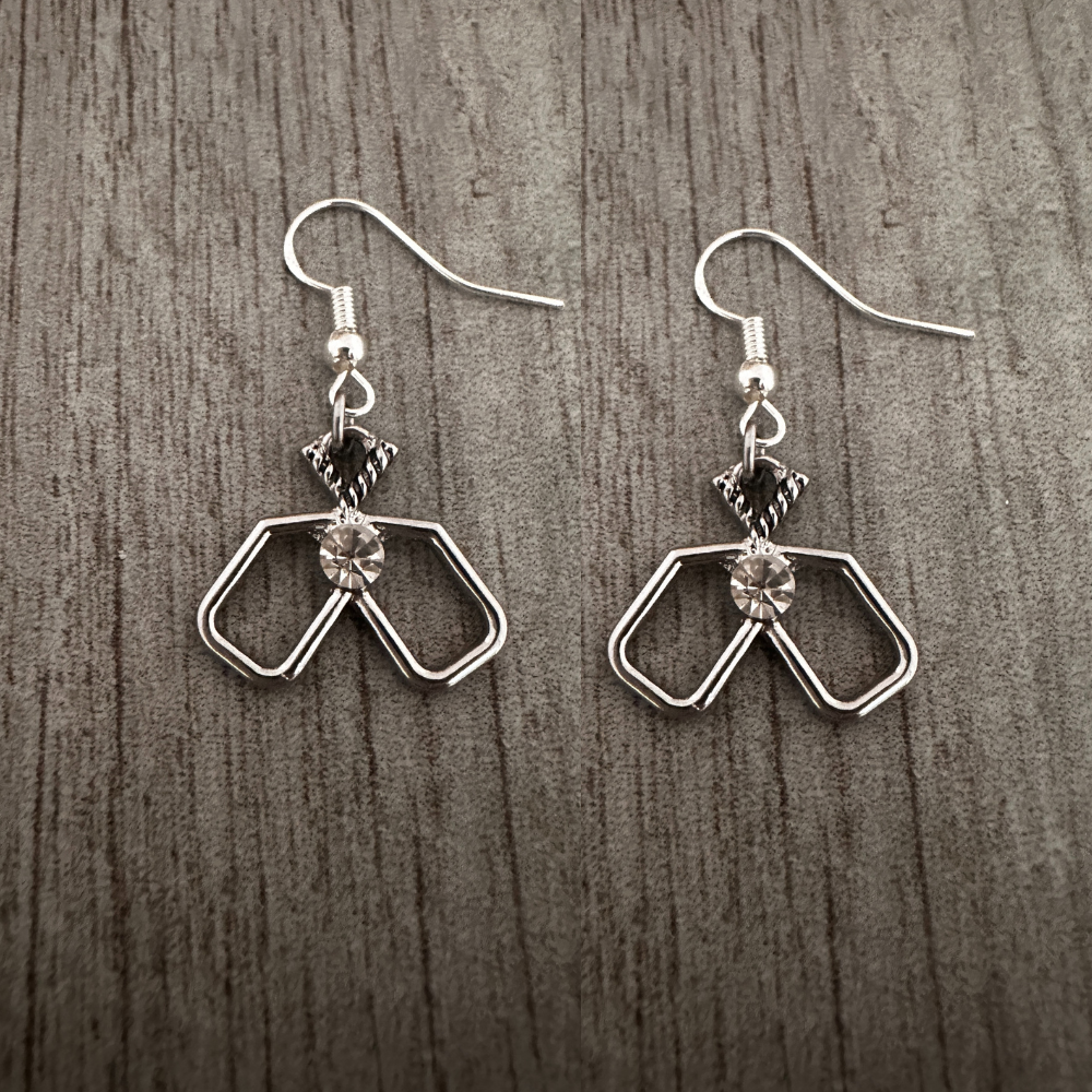 Pickleball Double Paddle Cz Earrings