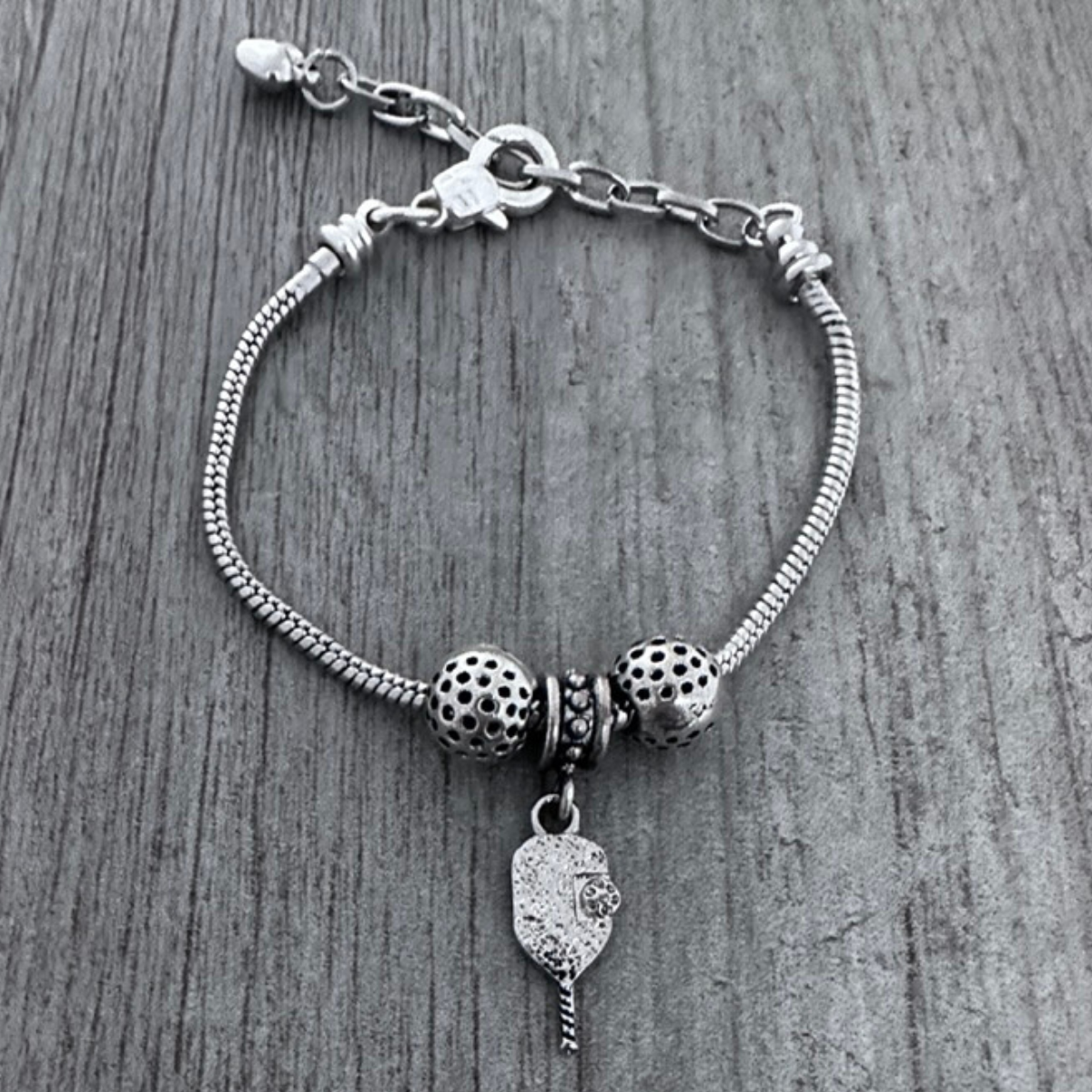 Pickleball Snake Chain Charm Bracelet