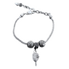 silver Pickleball Snake Chain Charm Bracelet